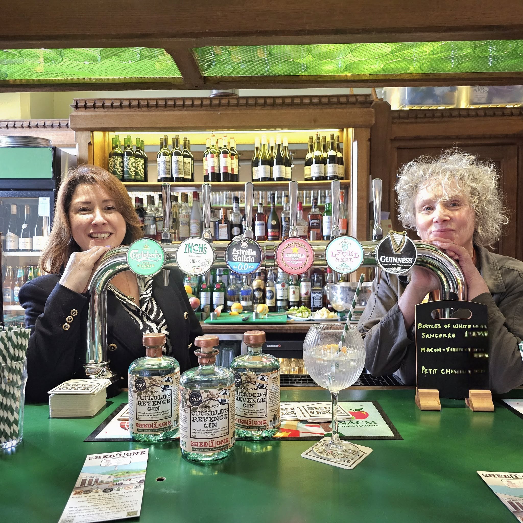 Michelle Scrogham MP (left) and Zoe Arnold-Bennett (right) at the launch of Shed One Distillery’s Cuckold
