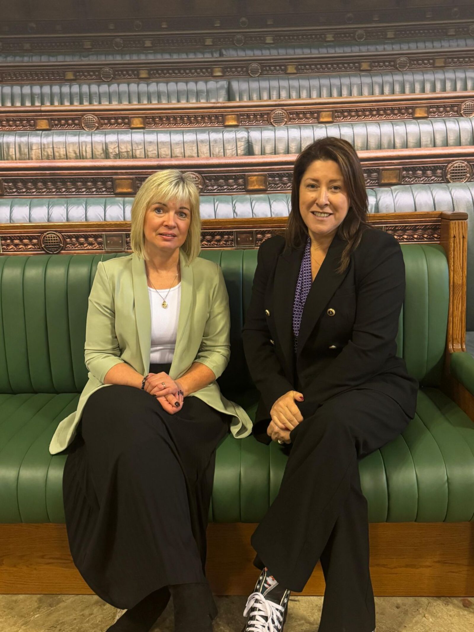 Photograph is of Michelle Scrogham MP with local campaigner, Sharron Huddleston, during a recent meeting in Parliament. 