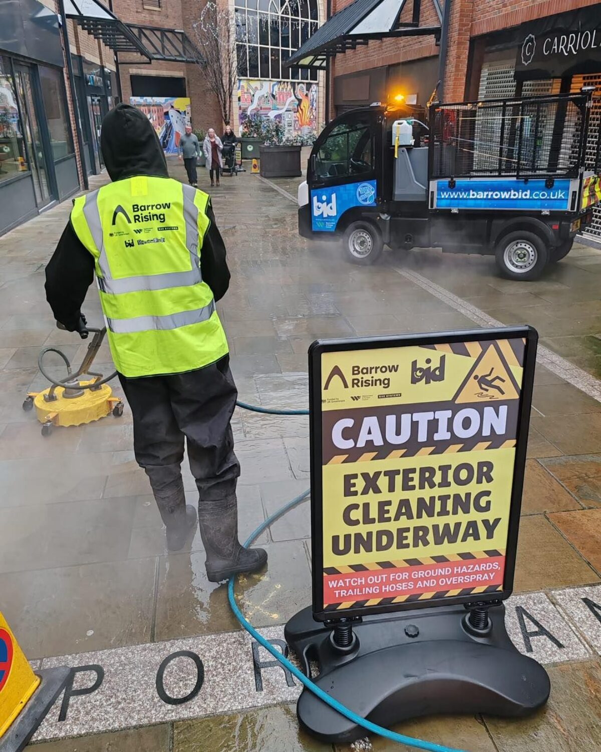 Photo of street cleaning in Barrow town centre