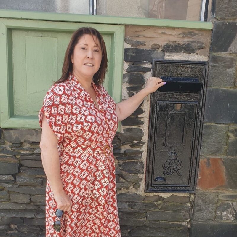 Photo of Michelle at the old post box