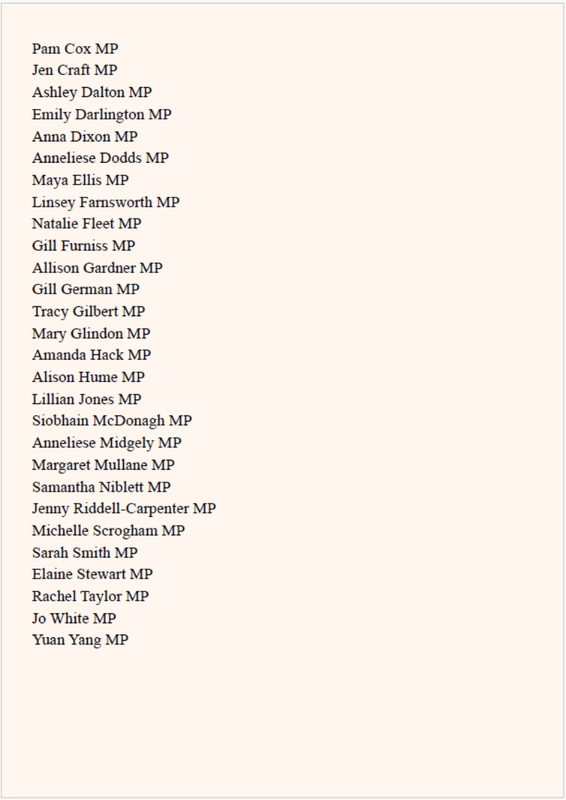 Letter to Justice Secretary