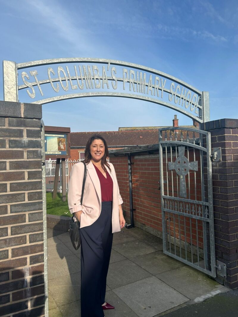 Michelle Scrogham MP during her visit to St Columba’s school on Friday to give news of the successful funding bid.