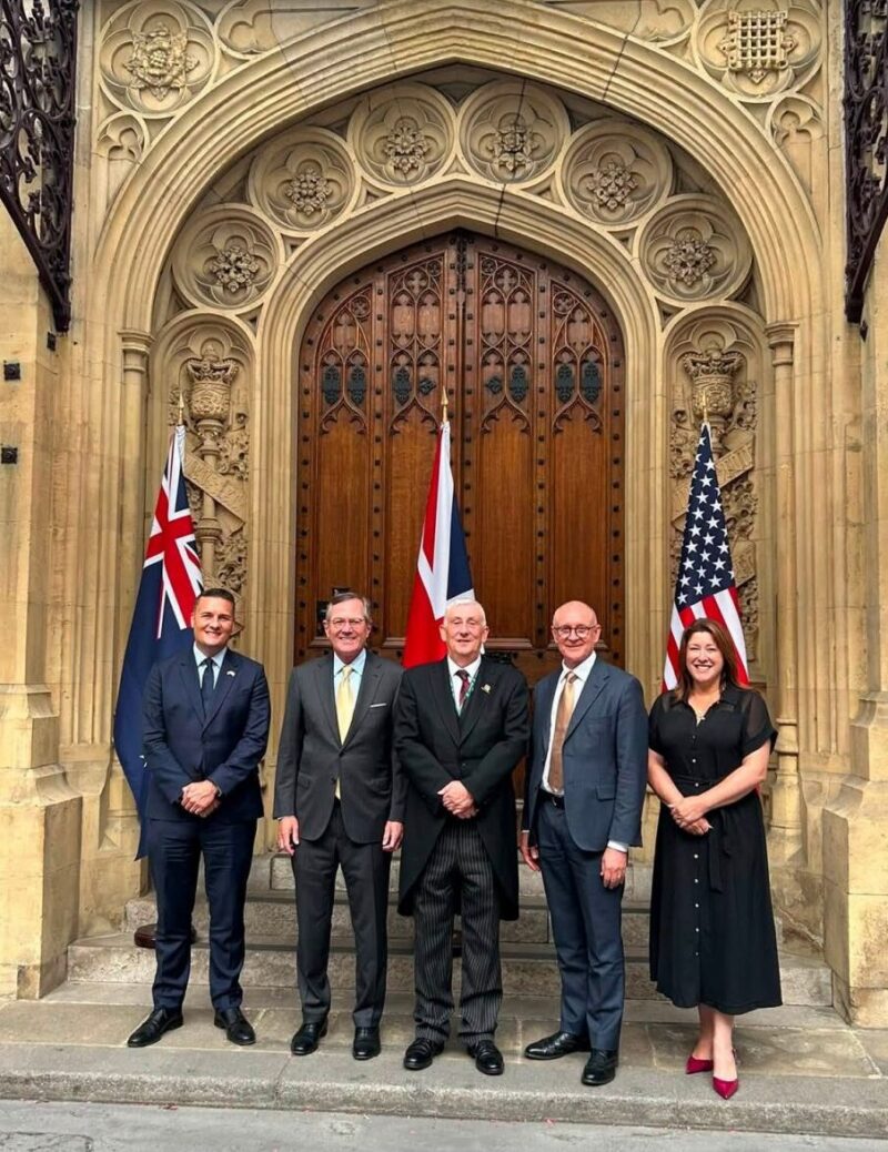 Defence Secretary Wes Streeting, US Abassador Warren Stephens, Speaker of the House Lindsay Hoyle, Australian High Commissioner Jay Weatherill, Michelle Scrogham MP