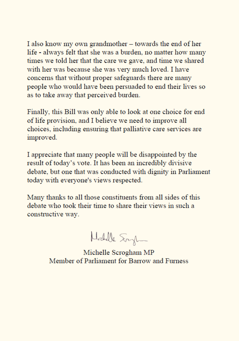 Statement on Terminally Ill Adults (End of Life) Bill (2)